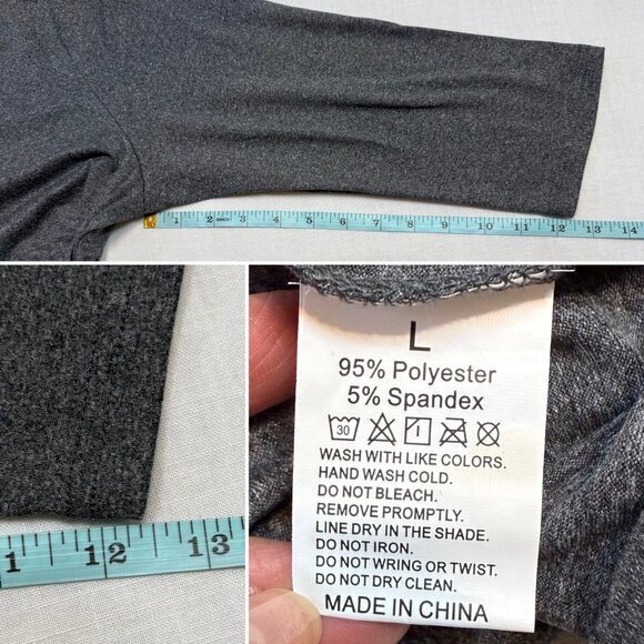 Treble Clef Music Note Top Size L Charcoal Gray Musiccore Graphic Tee 3/4 Sleeve - Picture 7 of 11